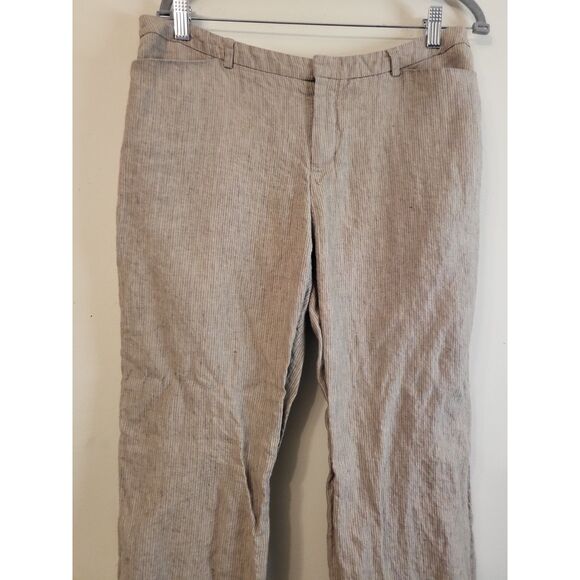 COLDWATER CREEK NATURAL FIT STRIPED 100% LINEN VACATION RESORT PANT WOMEN SIZ 12 - Picture 3 of 7
